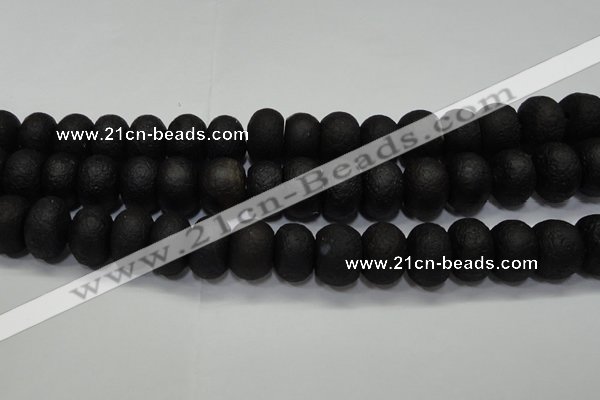 CAG6748 15 inches 10*14mm rondelle black pilates agate beads