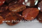 CAG675 15.5 inch 18*25mm faceted teardrop twisted natural fire agate beads