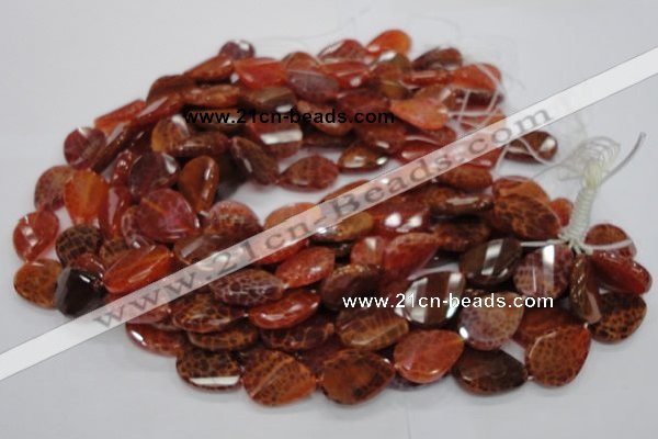 CAG675 15.5 inch 18*25mm faceted teardrop twisted natural fire agate beads