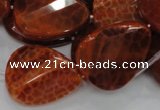 CAG676 15.5 inch 23*30mm faceted teardrop twisted natural fire agate beads