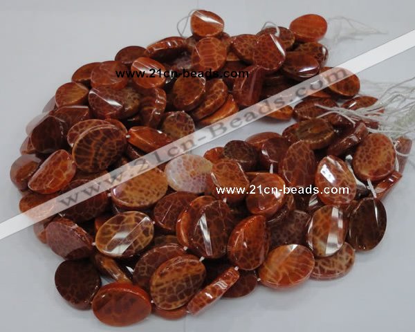 CAG678 15.5 inches 18*25mm twisted oval natural fire agate beads