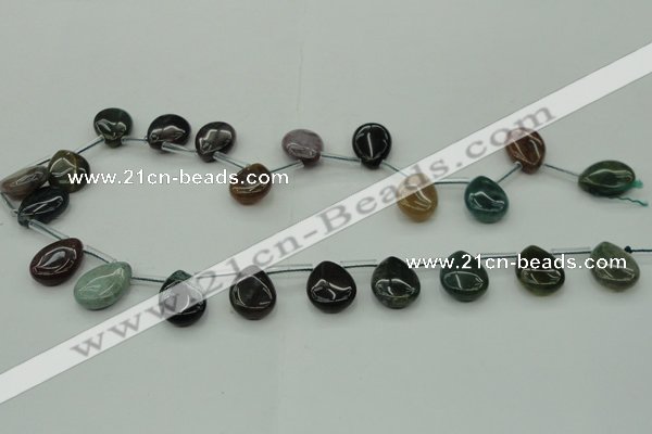 CAG6839 Top drilled 10*14mm flat teardrop Indian agate beads