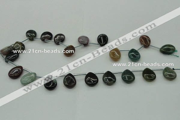 CAG6841 Top drilled 13*18mm flat teardrop Indian agate beads