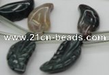 CAG6845 Top drilled 10*20mm carved leaf Indian agate beads