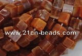 CAG686 15.5 inches 6*6mm cube natural fire agate beads wholesale