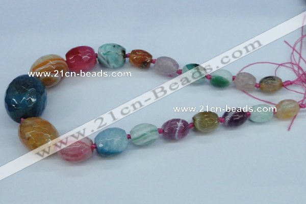 CAG6885 12*14mm - 25*30mm faceted drum dragon veins agate beads