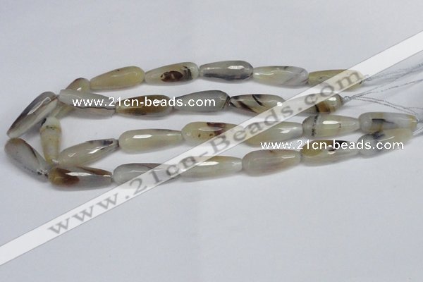 CAG6890 15.5 inches 10*30mm faceted teardrop line agate beads