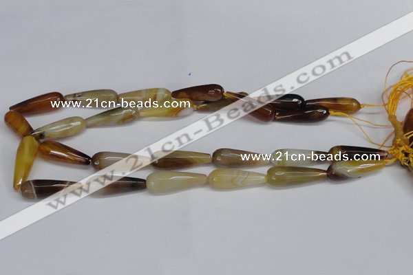 CAG6891 15.5 inches 10*30mm faceted teardrop line agate beads