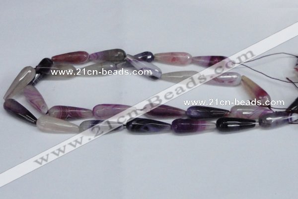 CAG6892 15.5 inches 10*30mm faceted teardrop line agate beads