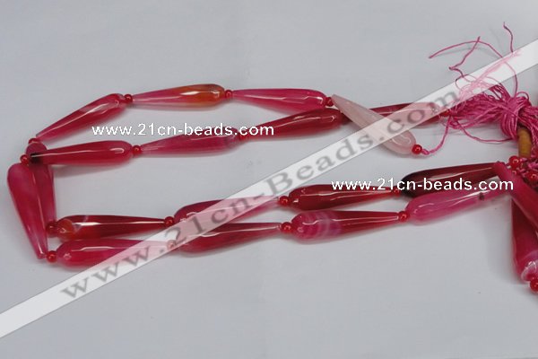 CAG6903 15.5 inches 10*40mm faceted teardrop line agate beads