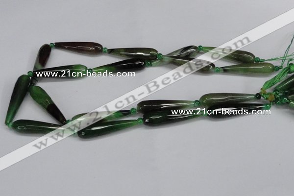 CAG6904 15.5 inches 10*40mm faceted teardrop line agate beads