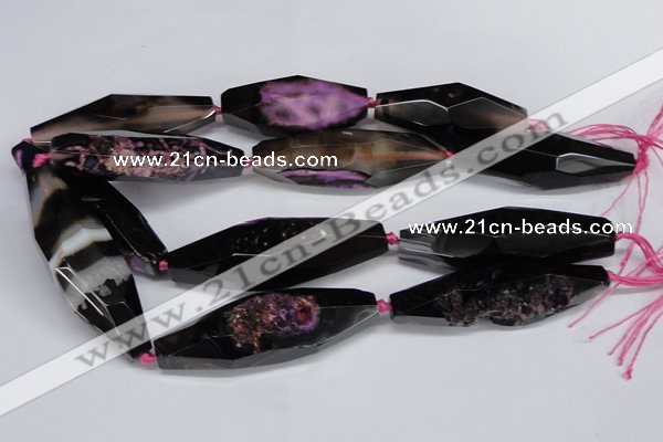 CAG6915 15.5 inches 18*65mm faceted rice line agate beads