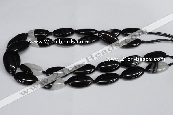 CAG6920 15.5 inches 15*30mm oval black line agate beads