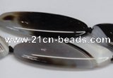 CAG6922 15.5 inches 20*55mm oval black line agate beads