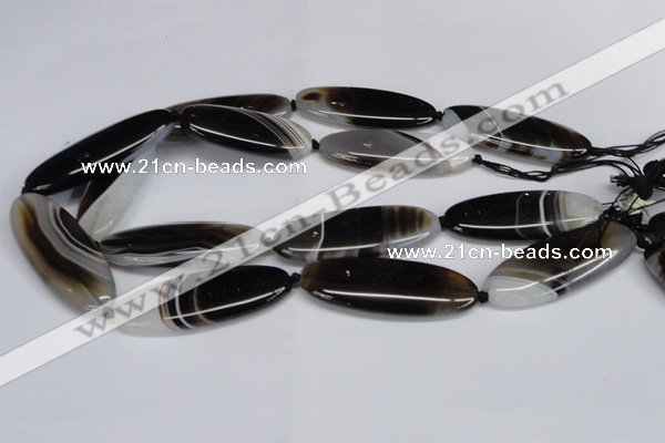 CAG6922 15.5 inches 20*55mm oval black line agate beads