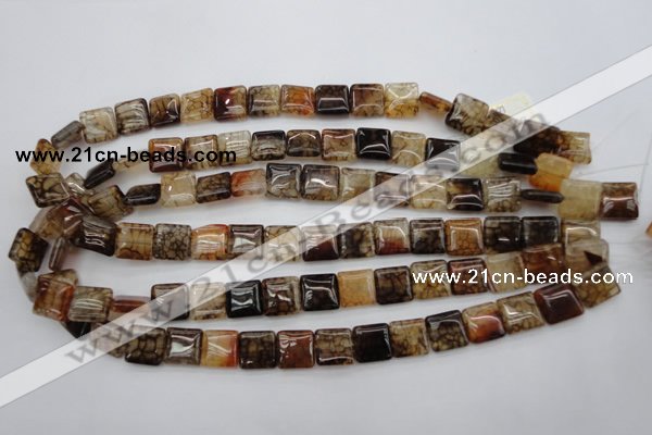 CAG693 15.5 inches 12*12mm square dragon veins agate beads