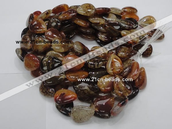 CAG695 15.5 inches 25*32mm flat teardrop dragon veins agate beads