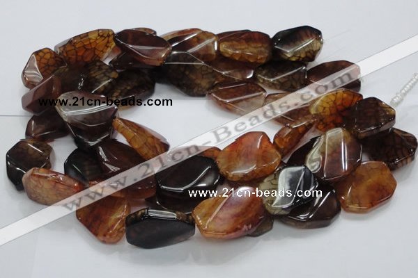 CAG696 15.5 inches 22*32mm twisted freeform dragon veins agate beads