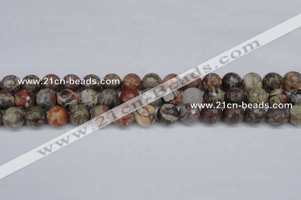 CAG7014 15.5 inches 12mm faceted round ocean agate gemstone beads