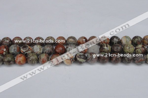 CAG7015 15.5 inches 14mm faceted round ocean agate gemstone beads