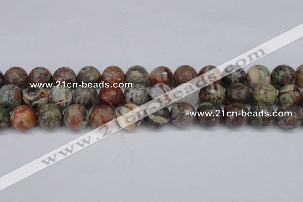 CAG7016 15.5 inches 16mm faceted round ocean agate gemstone beads