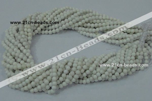 CAG704 15.5 inches 4mm round white agate gemstone beads wholesale