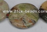 CAG7048 15.5 inches 30mm flat round ocean agate gemstone beads