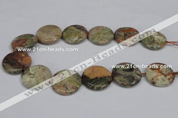 CAG7048 15.5 inches 30mm flat round ocean agate gemstone beads