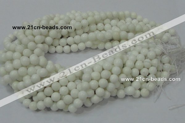 CAG706 15.5 inches 8mm round white agate gemstone beads wholesale