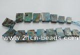 CAG7070 Top drilled 15*20mm - 25*30mm trapezoid ocean agate beads