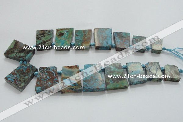 CAG7070 Top drilled 15*20mm - 25*30mm trapezoid ocean agate beads