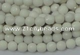 CAG710 15.5 inches 6mm faceted round white agate gemstone beads