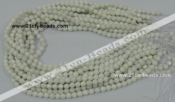 CAG710 15.5 inches 6mm faceted round white agate gemstone beads