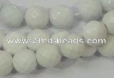 CAG712 15.5 inches 10mm faceted round white agate gemstone beads