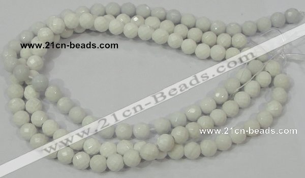 CAG712 15.5 inches 10mm faceted round white agate gemstone beads