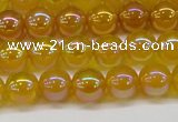 CAG7121 15.5 inches 6mm round AB-color yellow agate gemstone beads