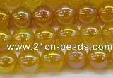 CAG7122 15.5 inches 8mm round AB-color yellow agate gemstone beads