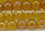 CAG7123 15.5 inches 10mm round AB-color yellow agate gemstone beads