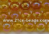 CAG7124 15.5 inches 12mm round AB-color yellow agate gemstone beads