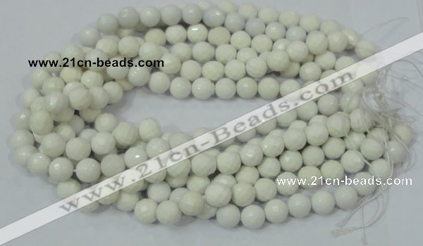 CAG713 15.5 inches 12mm faceted round white agate gemstone beads