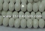 CAG715 15.5 inches 6*10mm faceted rondelle white agate gemstone beads