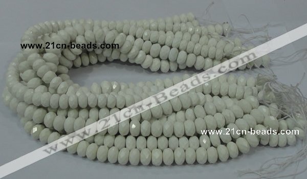 CAG715 15.5 inches 6*10mm faceted rondelle white agate gemstone beads