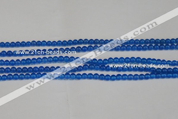 CAG7158 15.5 inches 4mm round blue agate gemstone beads