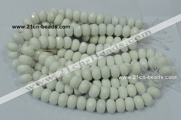 CAG716 15.5 inches 12*18mm faceted rondelle white agate gemstone beads