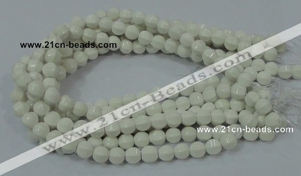 CAG717 15.5 inches 10mm pumpkin shape white agate gemstone beads