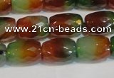 CAG7179 15.5 inches 10*14mm faceted drum rainbow agate gemstone beads