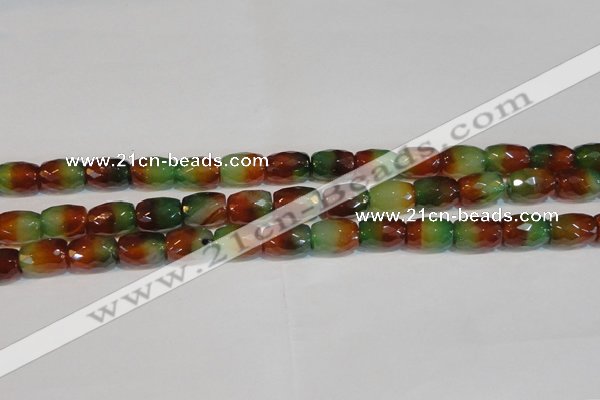 CAG7179 15.5 inches 10*14mm faceted drum rainbow agate gemstone beads