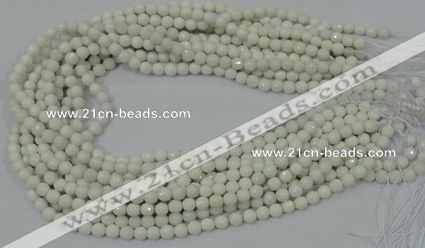 CAG7185 15.5 inches 3mm faceted round white agate gemstone beads