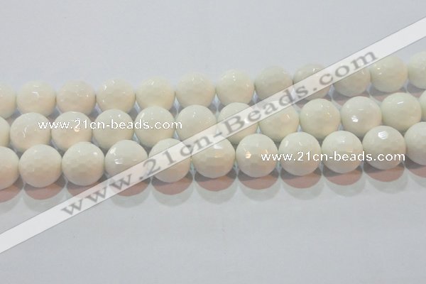 CAG7187 15.5 inches 18mm faceted round white agate gemstone beads