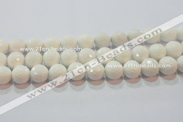 CAG7188 15.5 inches 20mm faceted round white agate gemstone beads